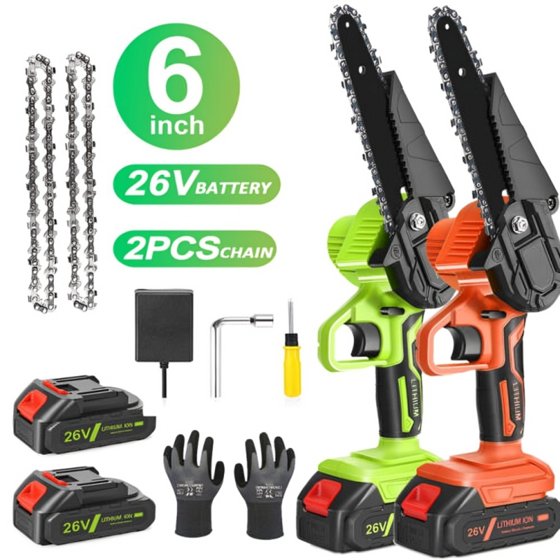 6" Cordless Electric Chainsaw + (2 FREE Batteries)